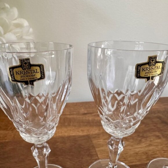Vintage Kristal Zajecar Crystal Wine Glasses Set of 4 Made in Yugoslavia - Picture 5 of 7
